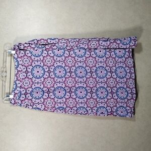 2/$10 05188 Ann Taylor Loft purple & blue linen blend wrap skirt 8 NWT